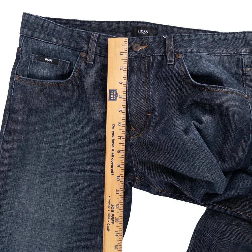 Hugo Boss Mens 34x32 Kansas Jeans Regular Fit Dark Wash Denim Designer Luxe